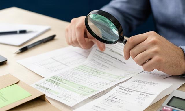 Persona revisando un extracto hipotecario con una lupa sobre una mesa de despacho en Valencia